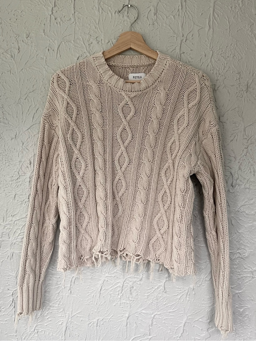Pistola Eva Crewneck Cable Knit Fisherman Sweater Size X-Small